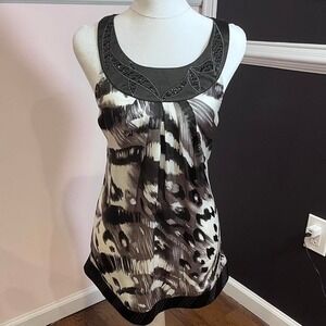 ⭐y2k black and white abstract print rhinestone tank top small